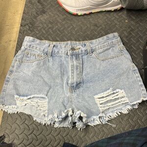 Distressed Denim Shorts